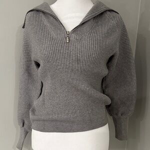 Elegant Gray V-Neck Women's Sweater